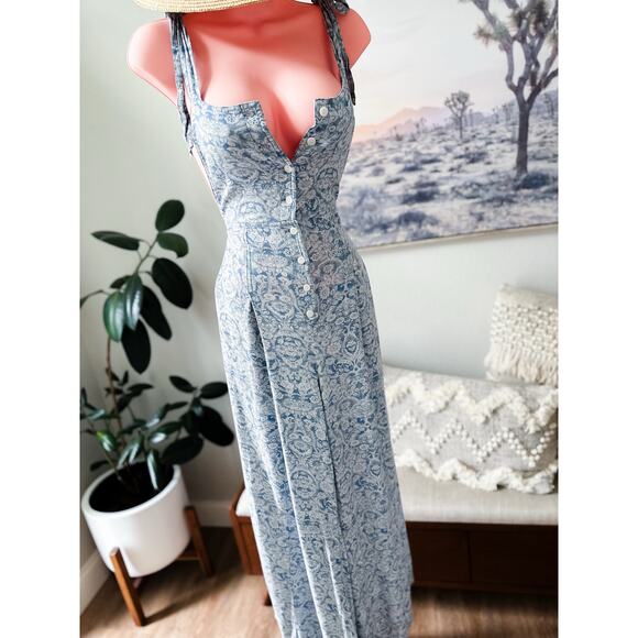 Free People Storybook Afternoons cottagecore flowy pants jumpsuit romper - Picture 2 of 9